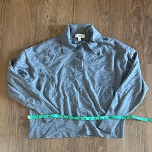 COS Merino 100% wool polo sweater grey small quiet luxury